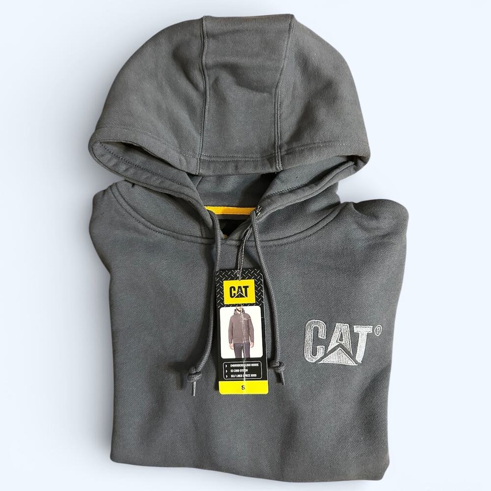 CAT Caterpillar Men's Heavyweight Hoodie Hooded Sweatshirt Gray Size S